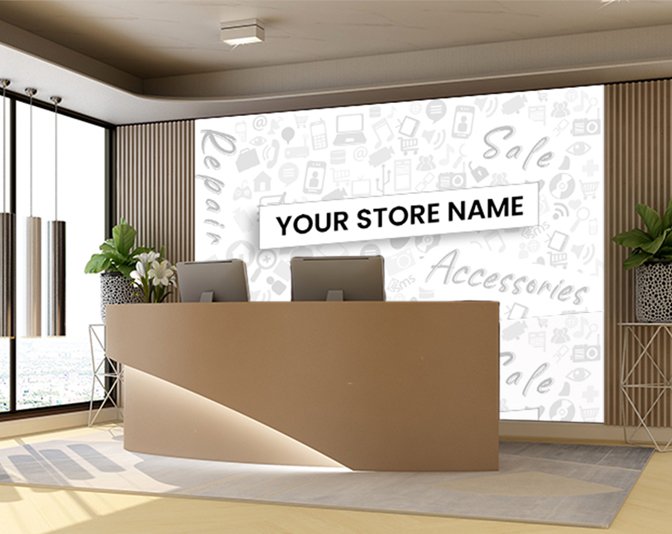 Store décor wallpaper